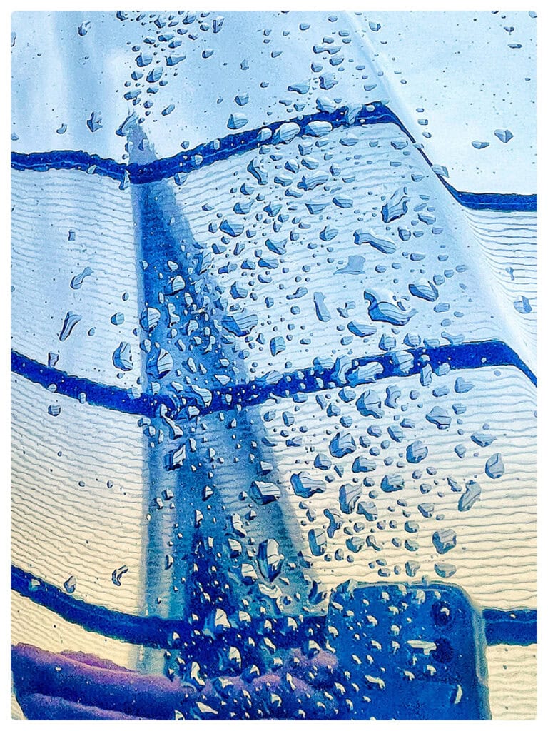 Close-up of water droplets on glass with abstract patterns, Pudsey Camera Club.