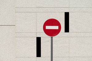 No entry traffic sign against a textured wall at Pudsey Camera Club.