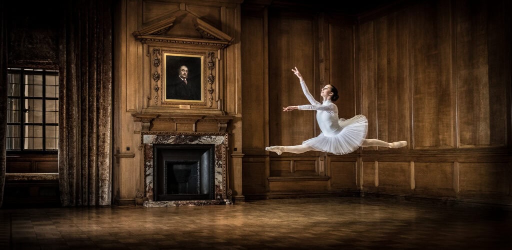 Elegant ballet dancer in a grand historic room, Pudsey Camera Club.