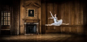 Elegant ballet dancer in a grand historic room, Pudsey Camera Club.